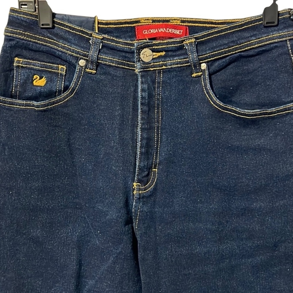 VNTG Gloria Vanderbilt Swan Logo Dark Designer Jeans - Picture 3 of 6